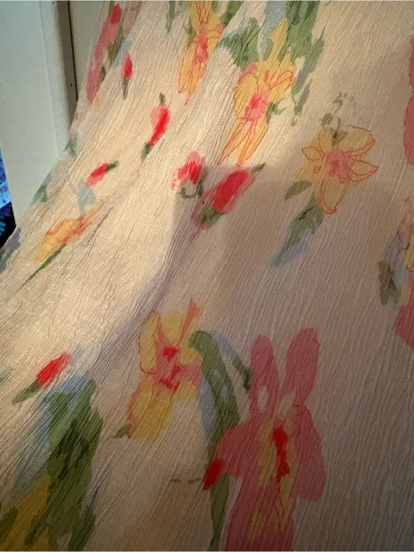 entro Cream Floral Mini Dress with Pink & Green Accents - Image 4