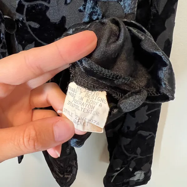 Rabbit Rabbit Designs Vintage Black Burnout Velvet Floral Jacket 20 Whimsigoth - Image 7