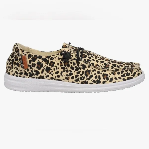 Corkys Kayak Leopard Print Loafers Canvas‎ Slip On Boat Shoes Animal Print Tan - Image 2