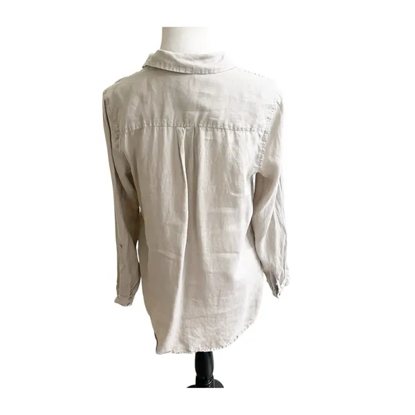 JNY Jones New York Women’s Linen Button Down Shirt Tan Sz Medium Beach Coastal - Image 7