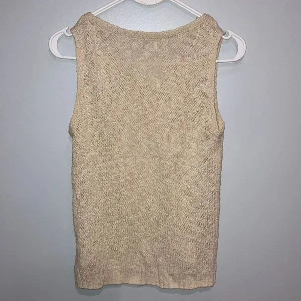 J. Crew Open Knit Cream V-neck Sleeveless Top Size XS Coquette #785 - Image 7
