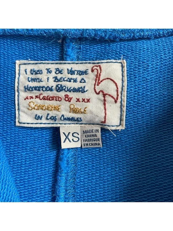 Sandrine Rose The Virgin Label 100% Cotton Blue Hooded Sweatshirt Baggy Size XS - Image 6