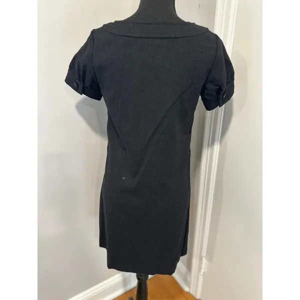 VTG GAP Wool Blend Pleated Bib Shift Dress Women SZ: 4 Black preppy mall brand - Image 2