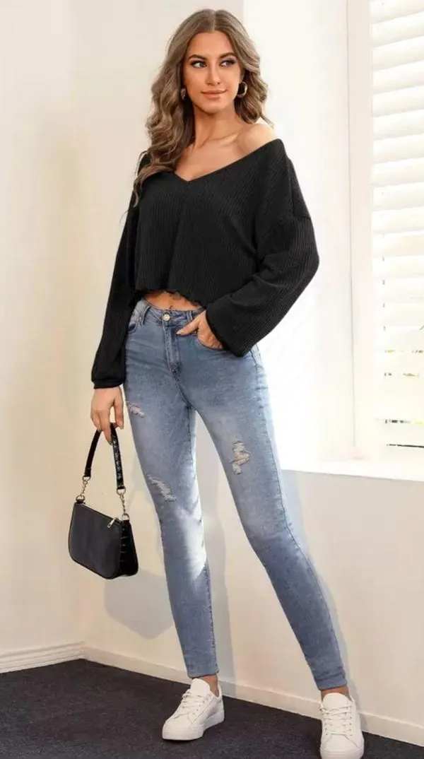 SheIn Long Sleeve Crop Top - Image 6