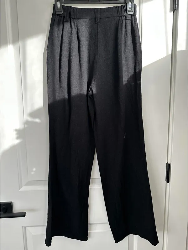 ASOS Linen Blend Wide Leg Dad Pants Black Wash Size 0 - Image 2