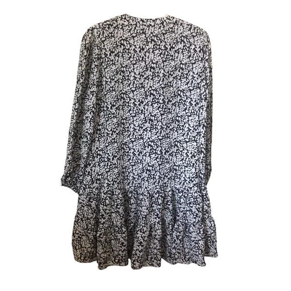 C Zara Claris Back & White V-Neck Long Sleeve Ruffle Women Mini Dress Size M - Image 7