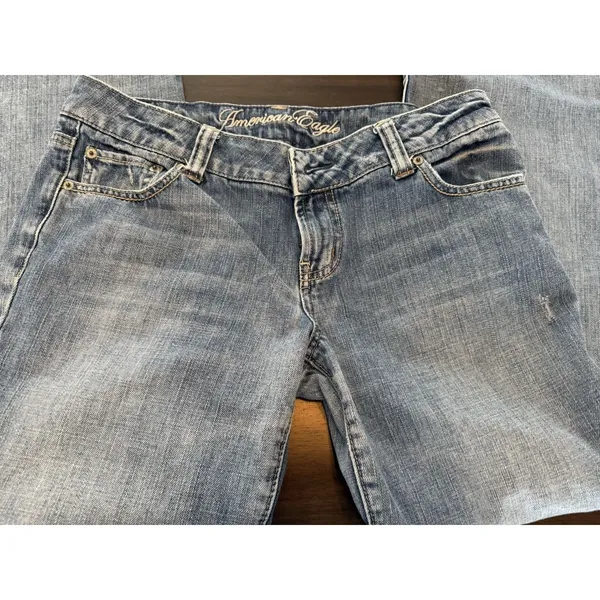 American Eagle Outfitters Boyfriend Jeans Blue Denim Stretch Distressed Women's - Image 4