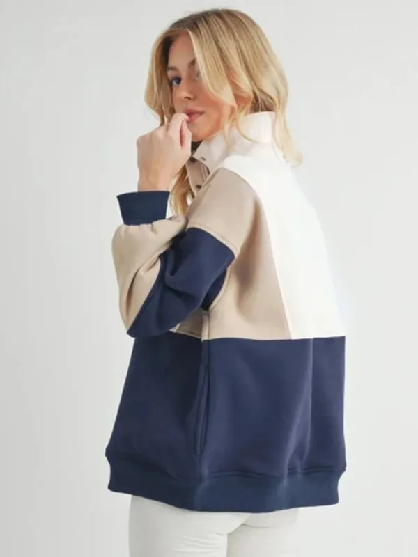 AEMI+CO Colorblock Pullover Blue Size L - Image 3
