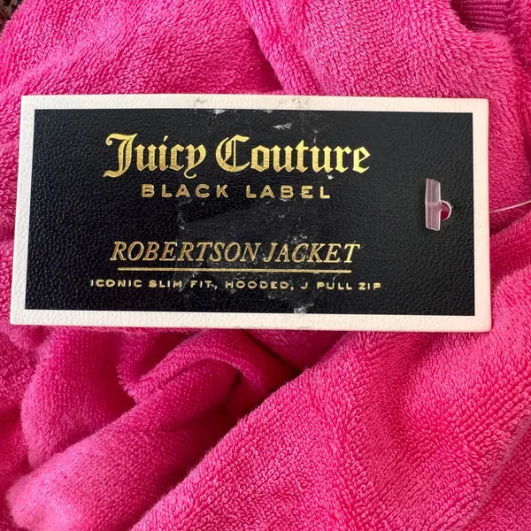 2000s Juicy Couture Black Label Robertson Tourist Pink Terry Hoodie NWT S - Image 15