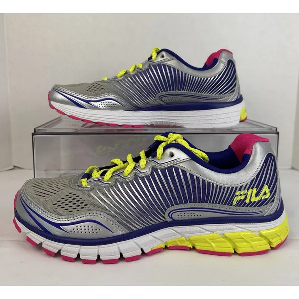 FILA Cool Max Womens Sneaker Size 7.5 - 8 Narrow Silver/Neon RUNS SMALL 5SR20900 - Image 5