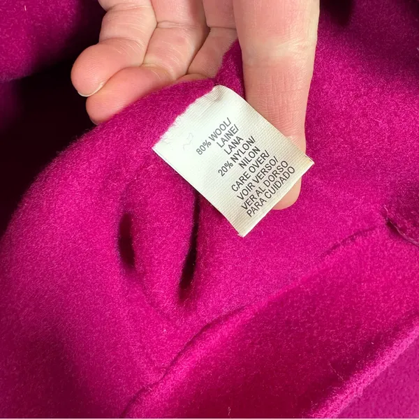90’s Y2K Anne Klein Fuchsia Magenta Pink Wool Blazer Jacket Boiled Wool medium‎ - Image 4