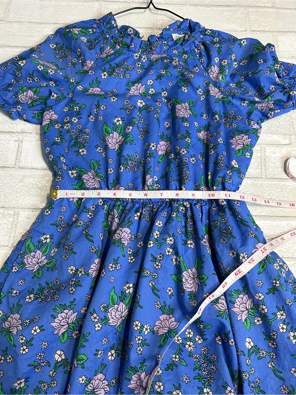 JCrew Factory Blue Floral Tie-Back Floral Dress Size 2 vacation resort wear - Image 8