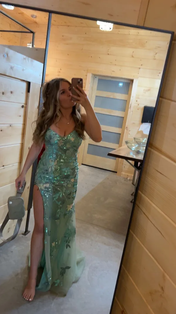 Aqua La Femme Blue Sequin Dress - Image 5