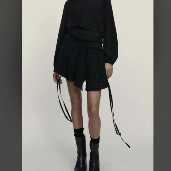 NWT Zara Tweed Sequin A Line Mini Skirt - Image 3