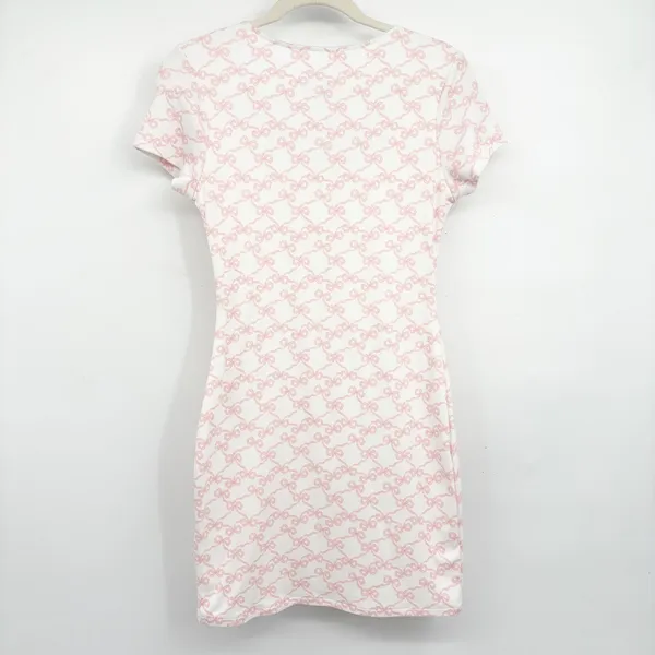 Arden B‎ Womens Pink Bow Print Coquette Y2K Ribbed Bodycon Mini Dress Size L - Image 6