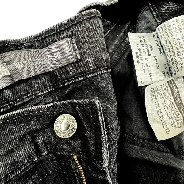 Levi’s 505 Straight Leg Contrast Stitched Black Denim Jeans Women’s Size 16M 33x - Image 3