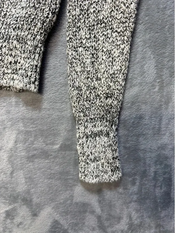 Free People Womens Chunky Knit Sweater Cotton Linen Blend Marled Black White XS - Image 3