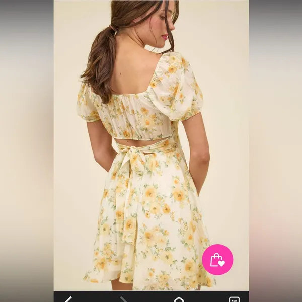 Blu Pepper Yellow Boho Milkmaid Romantic Summer Floral Midi Dress S - Image 7