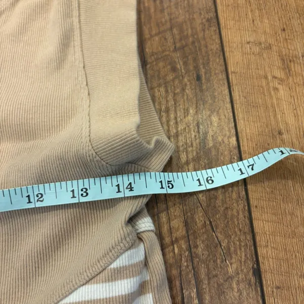 Anthropologie Maeve Womens M Tan Stripe Ribbed Muscle Tank Summer Classic Sporty - Image 6