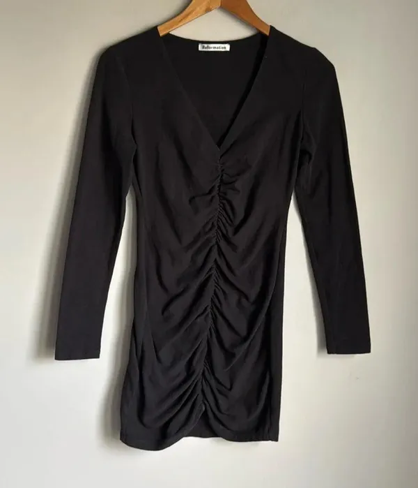 Reformation Cally Stretch Organic Cotton Long Sleeve Dress - Image 2