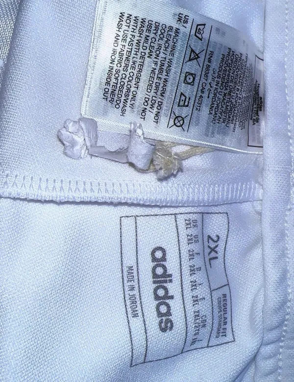 adidas men's athletic White Track Pants with Black Stripe Detail Sz - Image 4