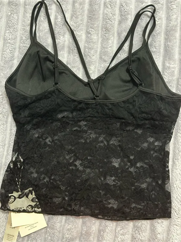 Black Lace V-Neck Cami Slip - Elegant Women's Chemise - Image 4
