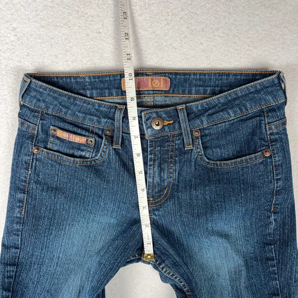 VTG L.E.I. Bootcut Jeans Juniors 1 Blue Mid Rise Denim Western Downtown Girl Y2K - Image 6