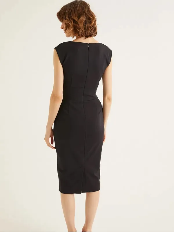 Boden Jessica Ponte Tie Front Midi Dress Black Size 4 - Image 3