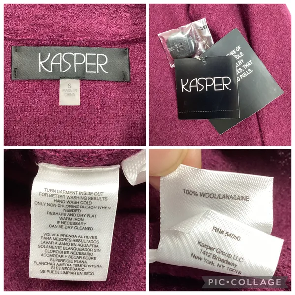 Kasper 100% Wool Front Button Sweater Jacket Blazer Magenta Small New with tag - Image 4