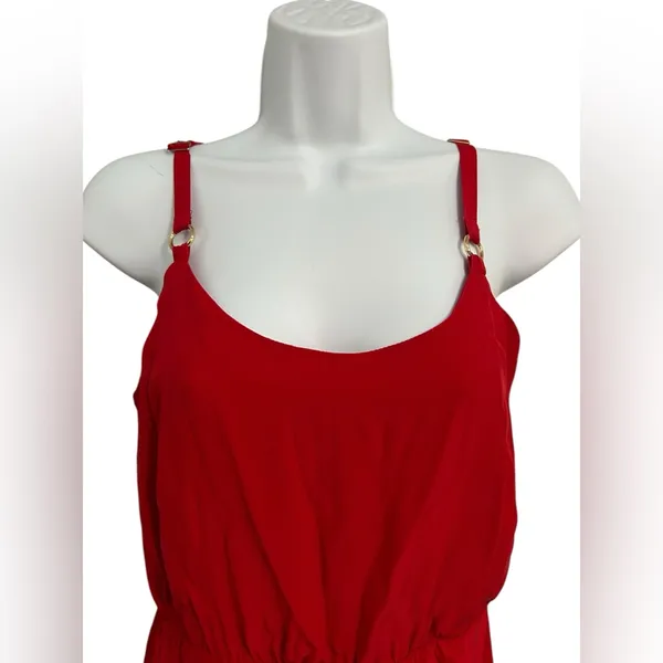 Amanda Uprichard Silk Tulip‎ Hem Adjustable Strap Cherry Red Mini Dress Sz Small - Image 3