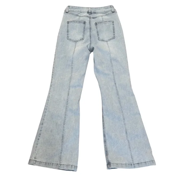 Rewash Super High Rise Vintage Flare Jeans Light Wash Pleated Front Size 7 28 - Image 3