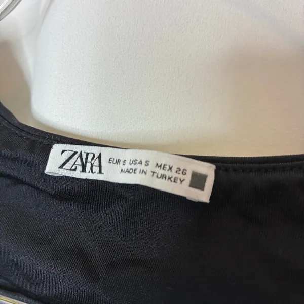 ZARA Solid Black Square Neck Bodysuit Polyamide Elastane Womens Small - Image 3