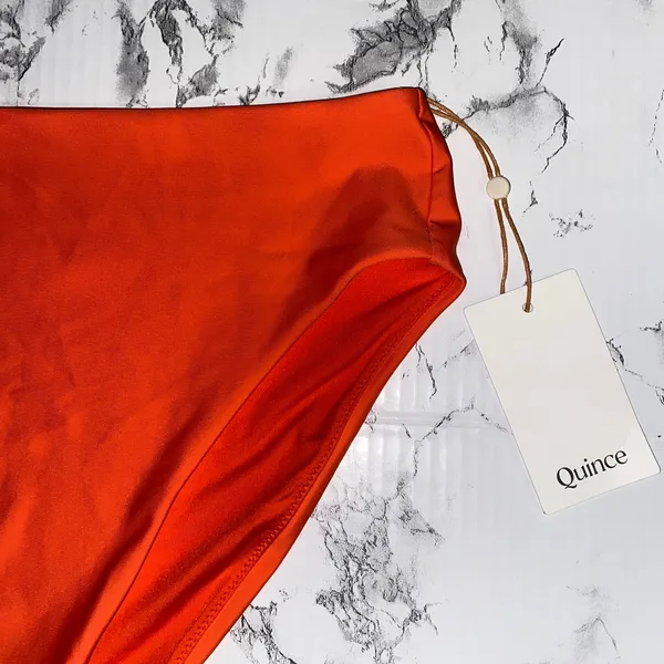 NWT Quince Sunset Orange Italian High-Rise High-Leg Bikini Bottoms Size Medium - Image 4