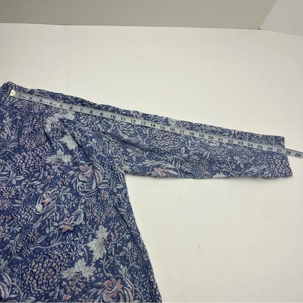 Sundry SZ 3 Large 12 Wild Floral Henley Purple Blouse Boho Top Women Long Sleeve - Image 9