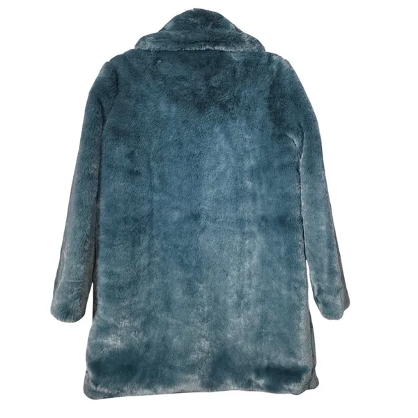 Christian Siriano Faux Fur Coat Teal Blue Womens Sz S Mob‎ Wife Whimsigoth Fairy - Image 3