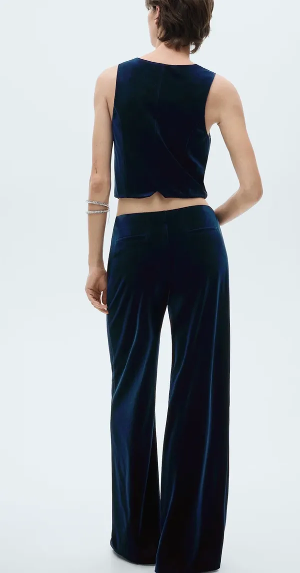 Mango Velvet Co-Ord Set Vest/Trouser "Midnight Navy" - Image 2