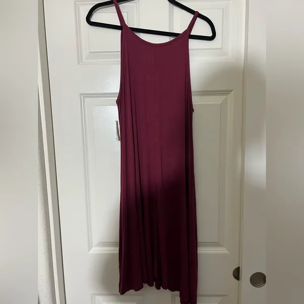 Old Navy Ribbed Burgundy A-Line Tank Dress - Image 4
