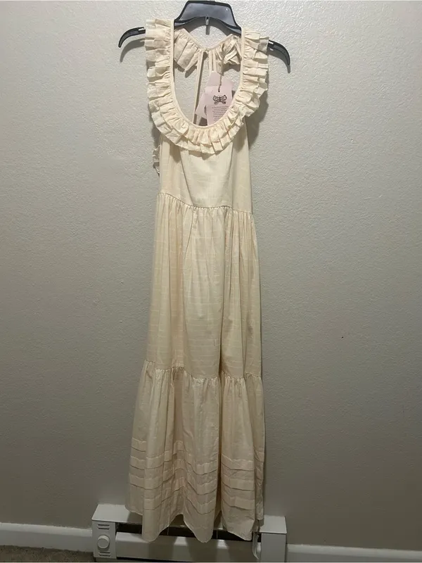 NWT Christy Dawn Clemence Pearl Dress Regenerative Organic Cotton Midi Medium - Image 8