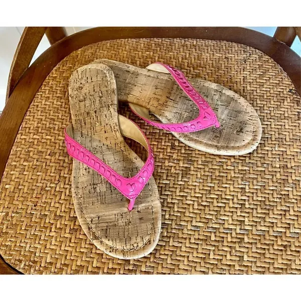 Jack Rogers pink stitch flip flop sandals size 6 - Image 2