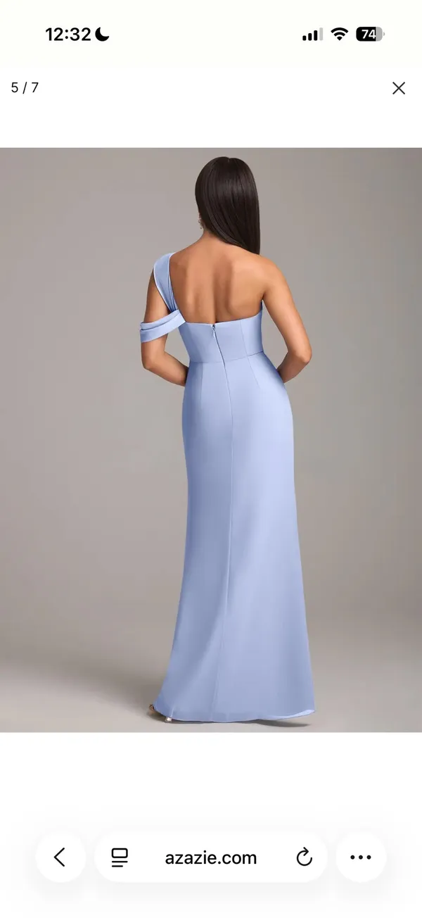 Azazie Wynter Chiffon Maxi Dress Ice - Image 7