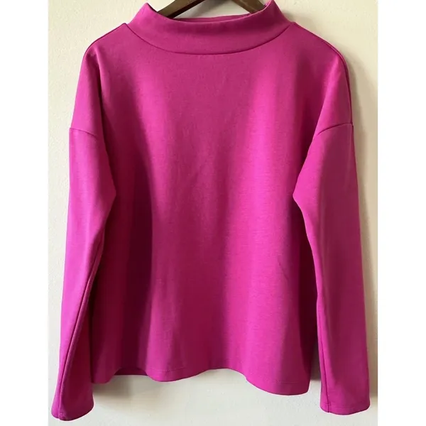 LOFT Outlet Magenta Pink Cozy Mock Neck Fleece Pullover Sweatshirt Large NWOT - Image 2