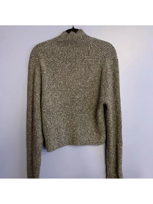 Aerie Gray Ribbed Cropped Mock Neck Quarter Zip - Size XXL - Image 2