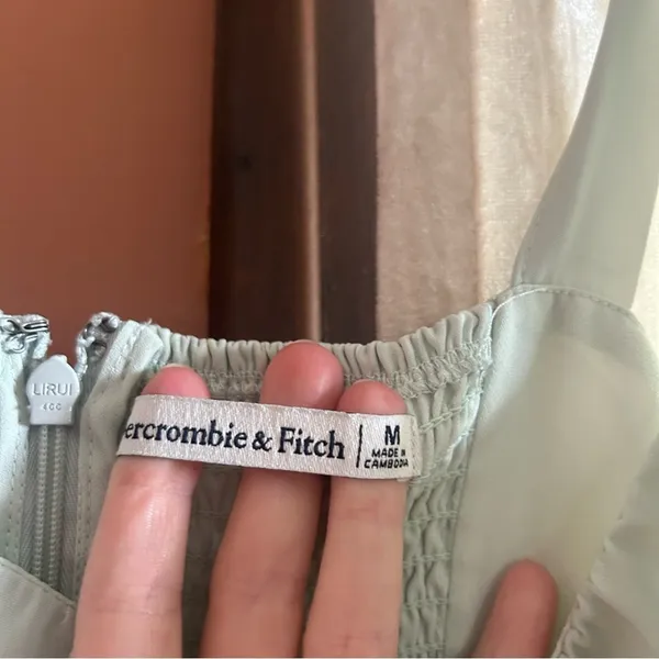 Abercrombie & Fitch Ruffle Mini Dress Babydoll Mint Green Preppy Pastel‎ Size M - Image 5