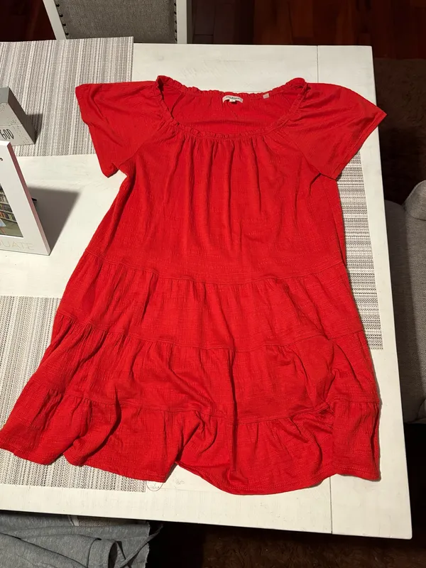 Max Studio Orange Tiered Mini Dress - Image 2
