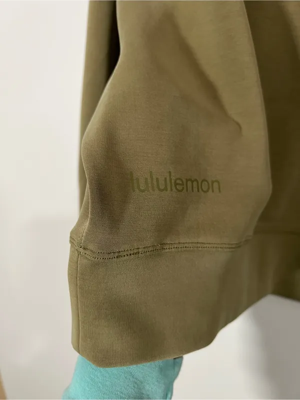 Lululemon Softstreme Perfectly Oversized Crop Crewneck Sweatshirt Bronze Green - Image 2