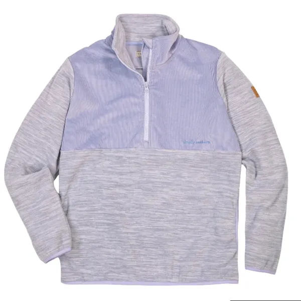 Simply Southern | Women's Grey Heather Lavender Corduroy Pullover Quarter Zip, L - Image 10