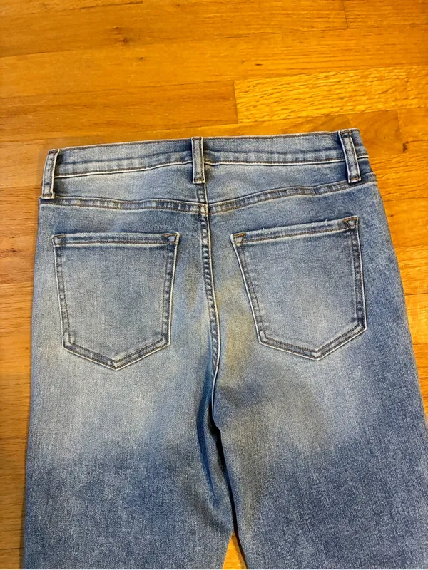 Sneak Peek Distressed Flare Wide Leg Denim Jeans Blue Women's Size 7/W 28 - Image 8