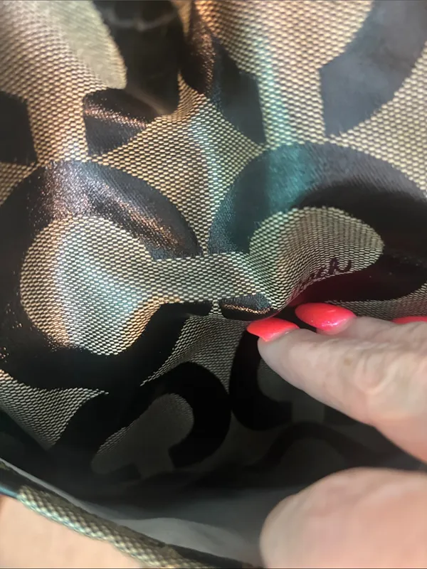 Coach “Op Art” Black and Tan Circle Logo Tote - Image 4