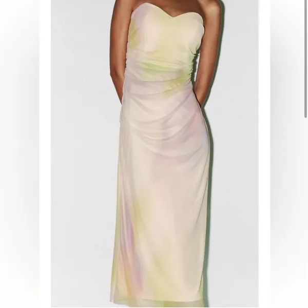 Zara NWT tie dye print midi tulle mesh dress - Image 3