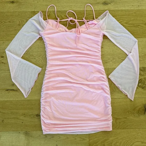White Fox Boutique - International Love Long Sleeve Mini Dress in Pink - Image 3